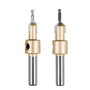 SONGQI Wood Countersink Drill Bit Round Shank HSS Drill Bit With Adjustable Chamfering Counter